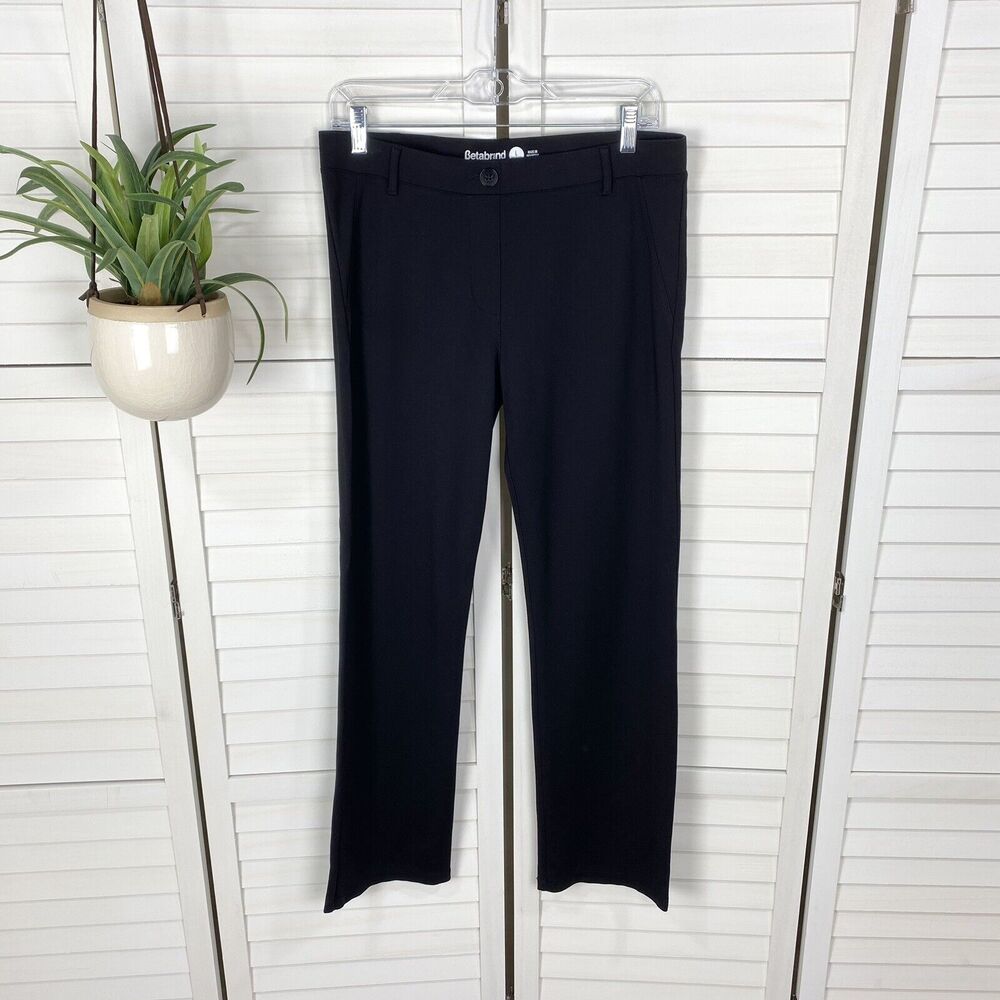 Betabrand Black Straight Leg Classic Dress Yoga Pants Pull‎ On Size L Petite